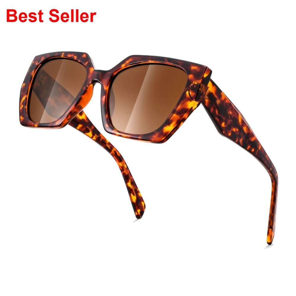 Oversized Polarized Sunglasses, Retro Square Frame, UV400 Protection